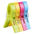thumbnail image 1 of 4Pcs Beach Towel Clips,Heavy Duty Plastic Clothes Pins,Quilt Drying Clips,Windproof Clothes Clips,Keep Your Towel,Clothes,Blankets to Dry on Clothesline and Hanging Rack,Candy Color,4.72x3.34", 1 of 6