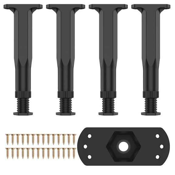 4Pcs Bed Frame Support Leg 7.8-15inch Adjustable Height Frame Center Slats Support Leg Hard Plastic Furniture Support Leg Replacement Sofa Support Leg for King and Queen Bed