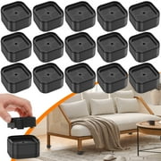 16Pcs Bed and Furniture Risers,Round Furniture Riser Heavy Duty Bed Chair Riser Support 1300lb Anti-Slip Desk Couch Bottom Elevator Stackable Sofa Table Raiser 1.38-2.56 in Furniture Legs