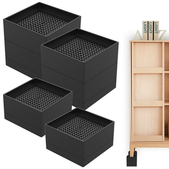 4Pcs Bed Risers Stackable Furniture Risers Adjustable Bed Support Risers Non Slip Bed Frame Riser Multifunctional Bed Raising Blocks Practical Bed Lifts Risers for Bed Couch Desk Sofa Table