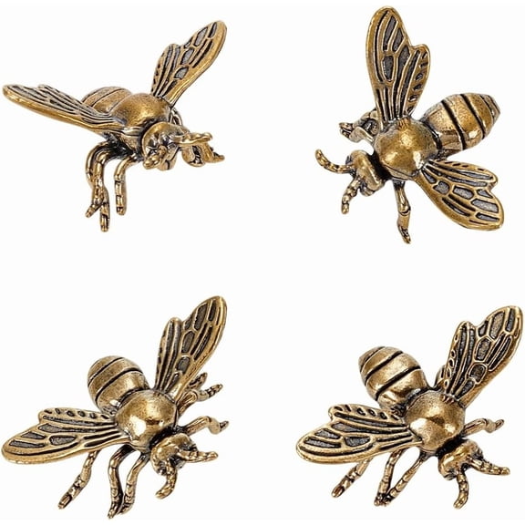 4Pcs Bee Figurines Vintage Gold Animal Statues Decorative Insect Ornament Bees Display Decorations Miniature Figurines for Home Office Garden Desktop Decoration 30x40x30mm