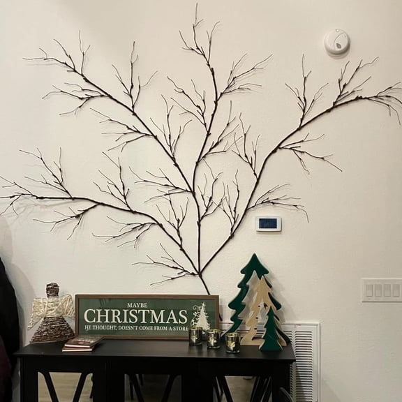4Pcs Bendable Realistic Artificial Tree Branches Faux Cherry Blossom Wood Craft Twigs Garland Grape Cane Vines Plants Stick Wall Hanging Climbing Tree for Minimalist Halloween Arch Decoration