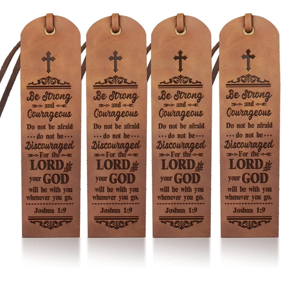 4Pcs Bible Leather Bookmarks for Women Men 27inch Be Strong Book Page Markers with Inspirational Bible Verse Handmade Leather Bookmark for Book Lovers Readers Writers Gifts diy