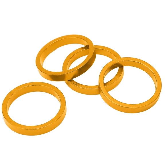 4Pcs Bicycle Bike Mountain Road Headset Spacer Front Fork Stem Spacers 28.6mm Tube Aluminum Alloy Washers Replacement Parts Gold (1.1 inches / 28.6 mm) Accessory Fits Most Cycles