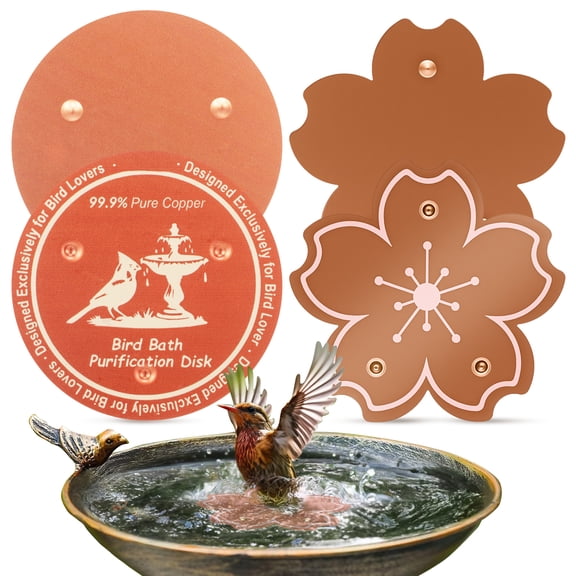 4Pcs Bird Bath Clean Bird Bath Purification Disk Pure Copper Outside Birdbath Cleaning Disks Keeps Water Fresh for Outdoor All Season Use