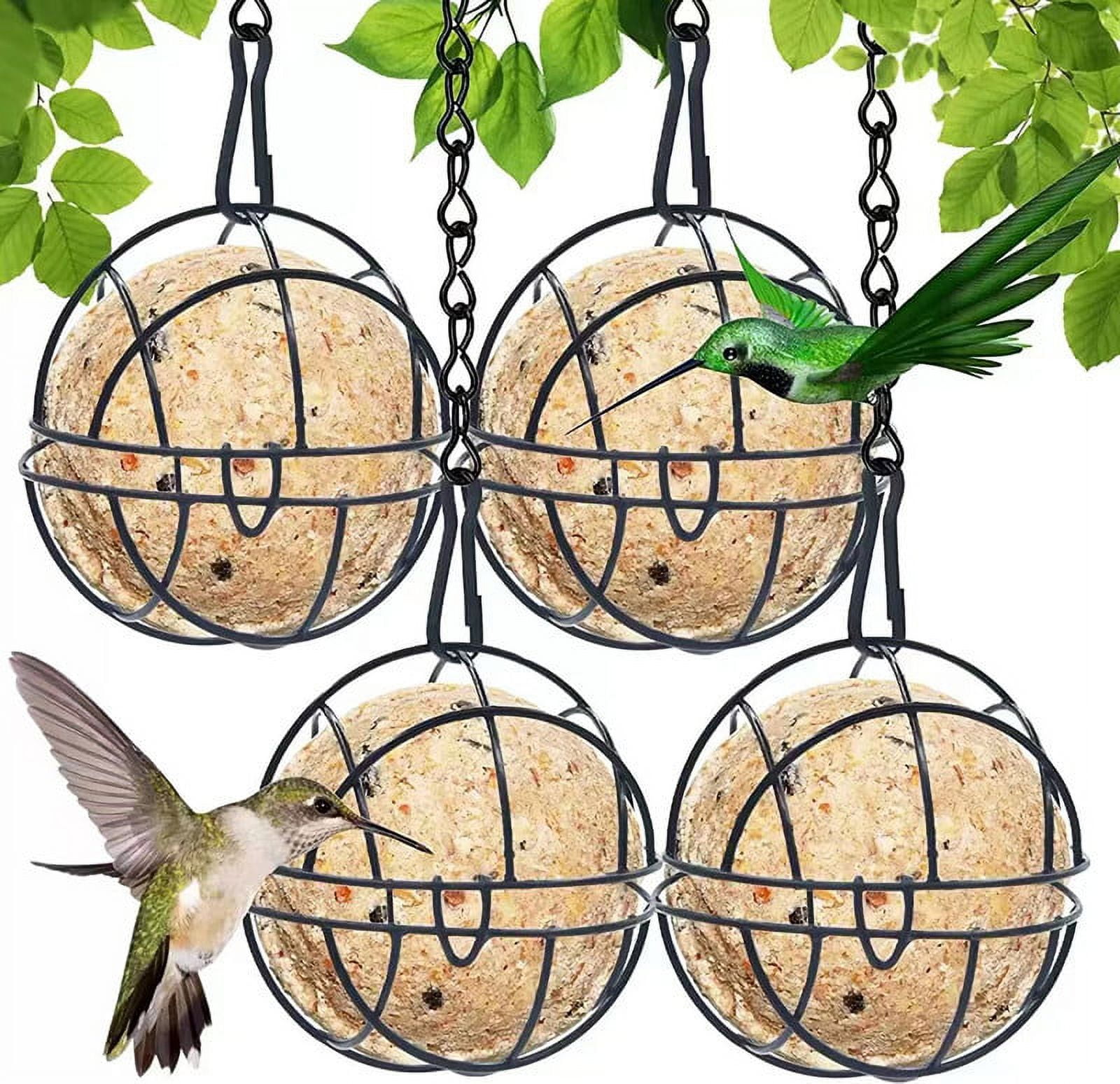 4Pcs Bird Feeders,Metal Hanging Bird Feeder with Hooks, Balls Suet Feeders for Outside Hanging