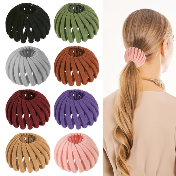 4Pcs Bird Nest Magic Hair Clip - Expandable Hair Bun Maker Hair Accessories for Women Ponytail Holder Hair Bun Clip for Thin Thick Fine Curly Hair, Plastic Hair Barrettes Hair Scrunchies