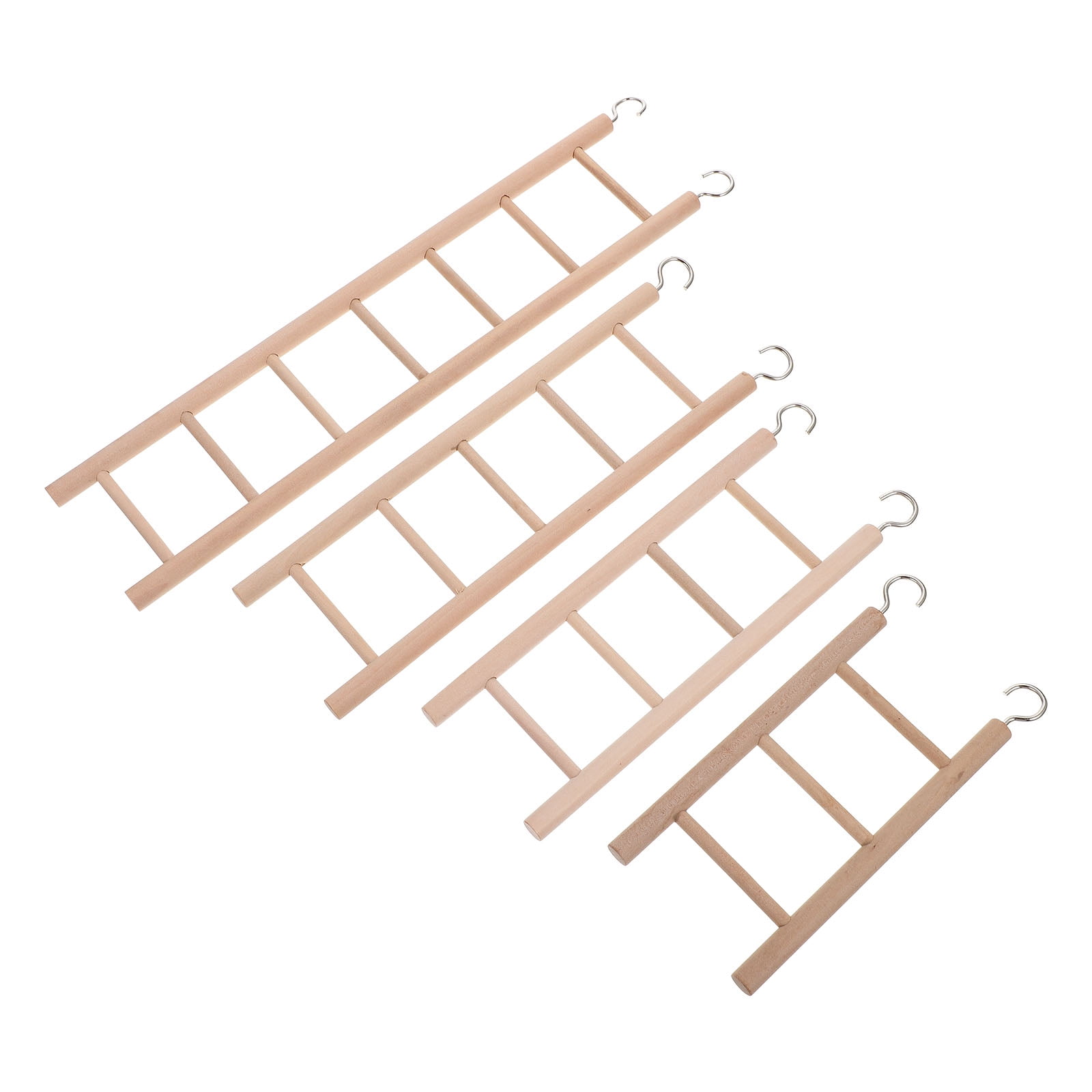 4Pcs Bird Toys Wooden Ladder Parrot Climbing Hanging Step Ladders Cage