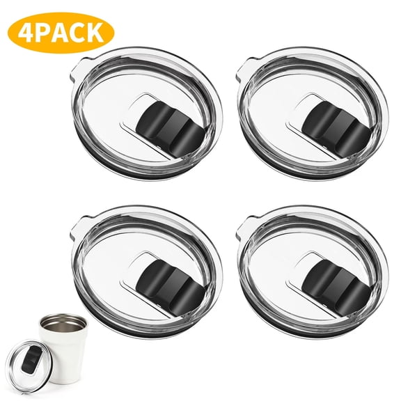 4Pcs Black-20 oz Tumbler Lids for Yeti, 2 Pcs Replacement Magnetic Spill-Resistant Lids for Yeti 20 oz Tumbler, 10 oz Mug, 10 oz Lowball with Magnetic Slider Switch