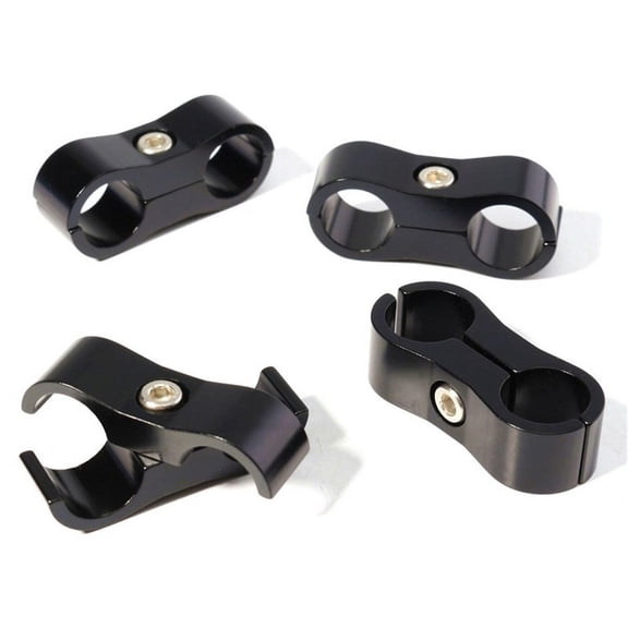 4Pcs Black CNC 14MM AN6 Car Hose Mount Clamp Separator Fittings Adapter Bracket