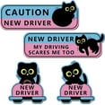 thumbnail image 1 of 4Pcs Black Cat New Driver Car Magnet Sticker Safety Sign, Cute Shivering Cat Student Driver Sign for Car Bumper, Funny Cartoon Nervous Caution Reusable Supplies, 1 of 7