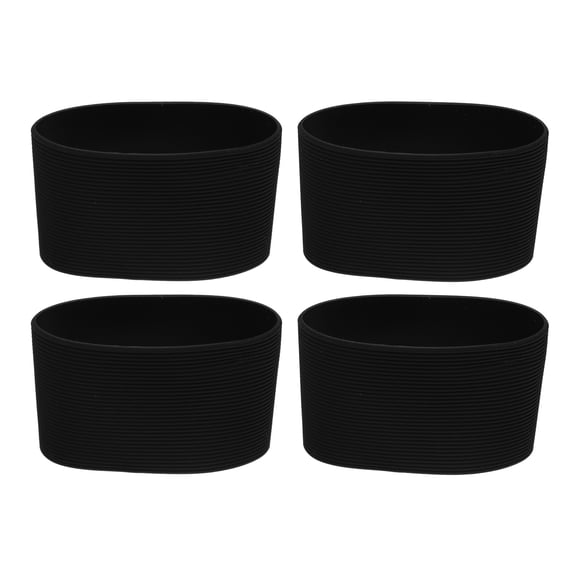 4Pcs Black Coffee Cup Sleeve,silicone Reusable Heat-resistant Non-slip Glass Water Bottle Mug  Sleeves