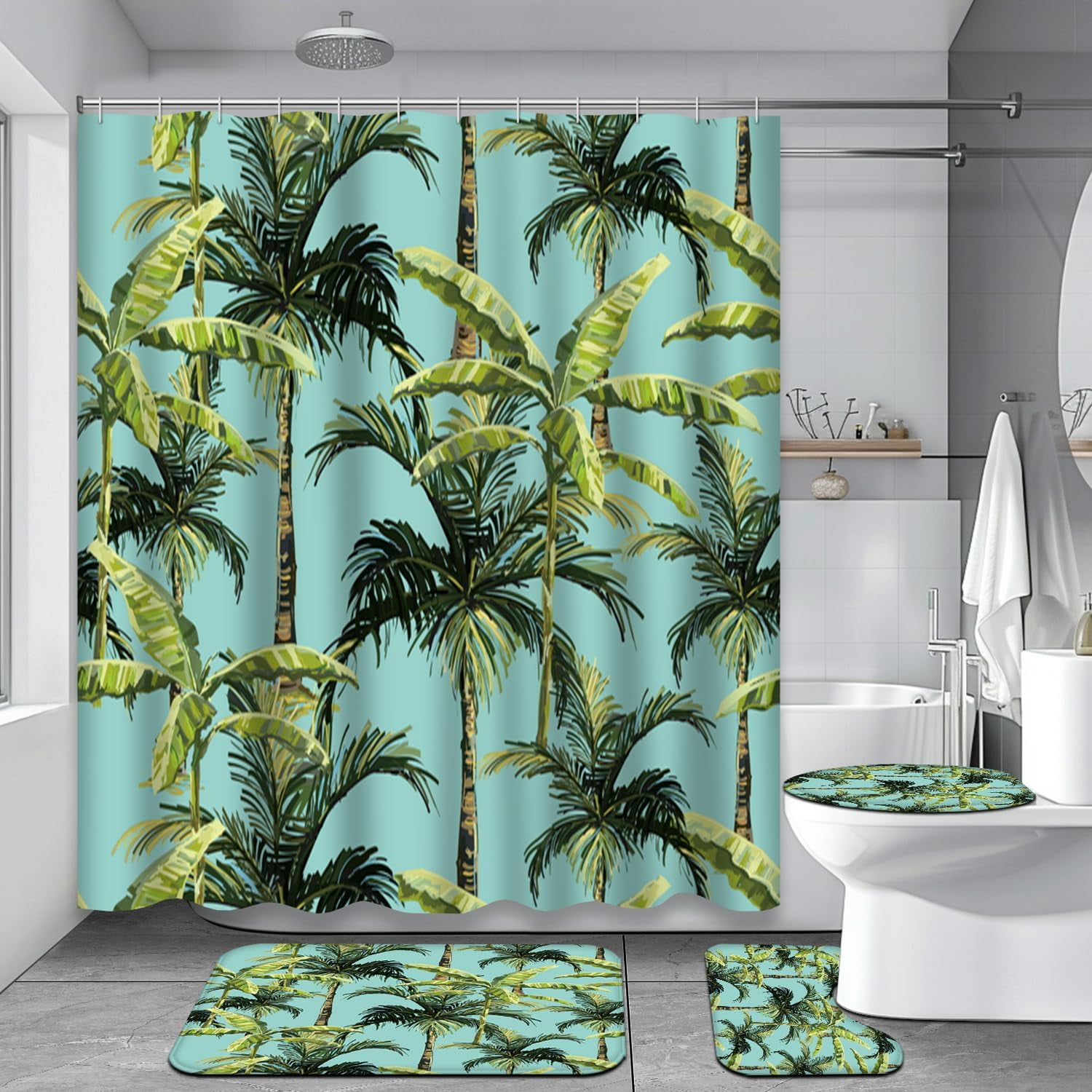 4Pcs Black Gold Marble Shower Curtain Set with Rugs for Bathroom Decor ...