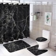 thumbnail image 1 of 4Pcs Black Marble Rose Gold Glitter Texture Shower Curtain Sets, Bathroom Set Decor with Non-Slip Bath Mat, Toilet Lid Rug and Contour Mat, 72 x 72inch, 1 of 8
