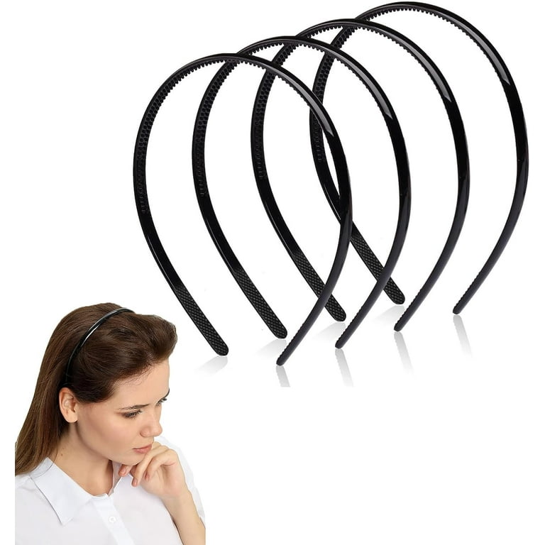 4Pcs Black Plastic Headbands,Non-Slip and Durable Sports Fashion