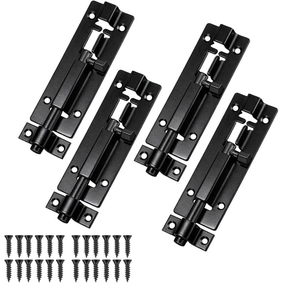 4Pcs Black Stainless Steel Door Bolt Slide Lock,3Inch Heavy Duty Security Sliding Barre with Screws Cabinet Shed for Gate Small Latch Door Small Bolts Security Slide Latch Lock
