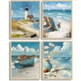 thumbnail image 1 of 4Pcs Blue Coastal Wall Art Ocean Bathroom Wall Decor Pictures Lighthouse Boat Chair Flower Canvas Poster Prints for Bedroom Bathroom Home Office Decoration Unframed, 1 of 6