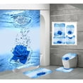 thumbnail image 1 of 4Pcs Blue Rose Bathroom Decor Sets Shower Curtain Rug Waterproof Flower Floral Blossom Reflection on Water Bath Curtains Mat Set, 1 of 5
