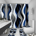 thumbnail image 1 of 4Pcs Blue Shower Curtain Sets with Non-Slip Rugs, Toilet Lid Cover and Bath Mat, Black and Gray Bathroom Decor Set Accessories Fabric Waterproof Shower Curtains with 12 Hooks, 72 x 72 Inch, 1 of 5