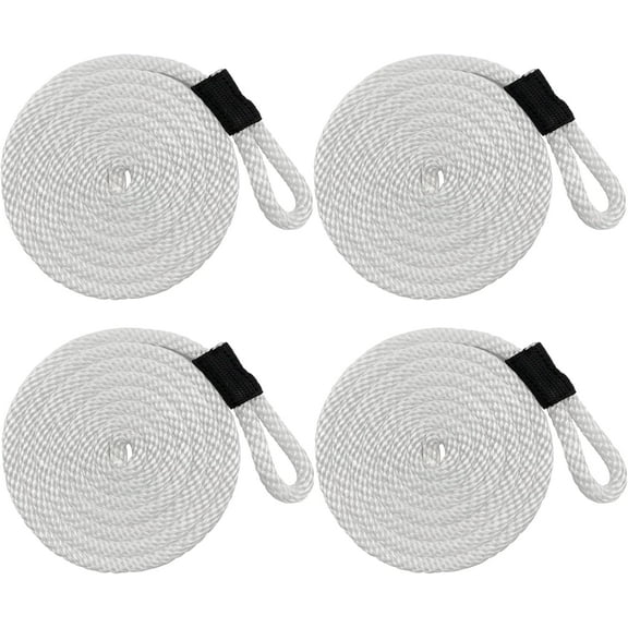 4Pcs Boat Bumper Line Double Braided Nylon Fender Rope 6.5' x 3/8" Boat Fender Lines Inflatable Boat Buoys Strong and Durable Twisted Rope(White)