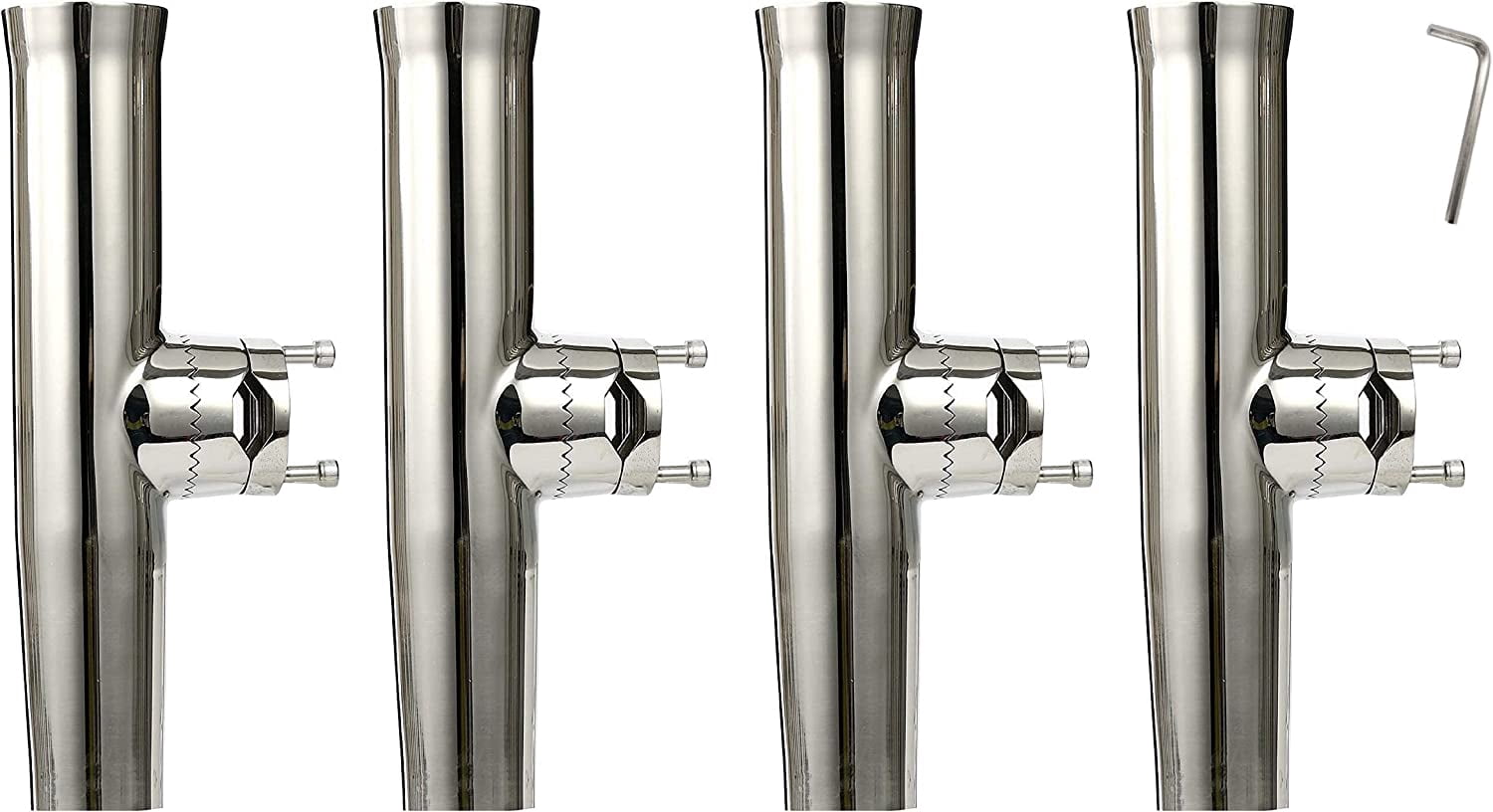 clamp style fishing rod holders 4Pcs Boat Fishing Rod Holder Stainless Tournament Style Clamp on Fishing  Rod Holder Rail Mount for Rails 7/8