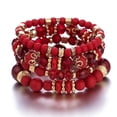 thumbnail image 1 of 4Pcs Boho Crystal Beads Chain Bracelet Set For Women Vintage Heart Charm Elastic Bangle Female Fashion Party Jewelry, 1 of 6