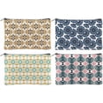 thumbnail image 1 of 4Pcs Boho Makeup Bags 5.91x9.06 inch Floral Canvas Cosmetic Bags with Zipper Canvas Travel Toiletry Pouches for Women Party Shopping Home Accessories(Orange Blue Green Gold) Colorful DIY, 1 of 9