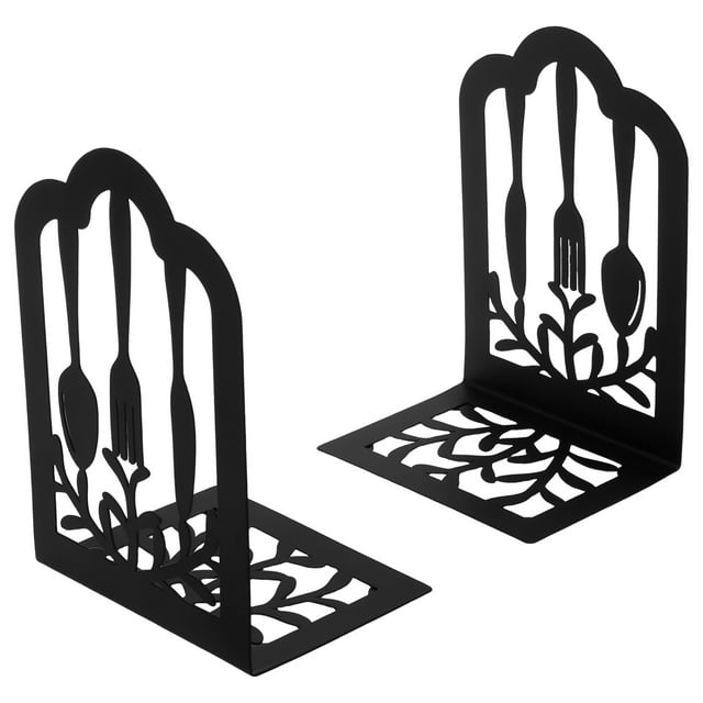 4Pcs Book Ends Creative Metal Bookends Decorative Heavy Book Ends for Shelves Multifunctional Cookbook Bookends for Home Kitchen School Office
