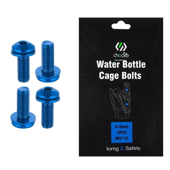 4Pcs Bottle Cage Holder Screws Alloy Steel Mountain Road Bike M5*12 Bolt Blue