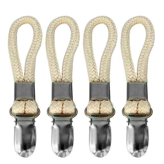4Pcs Braided Cotton Loop Metal Towel Clips Loop Storage Clamps for Home Bedroom Bathroom Multifunctional