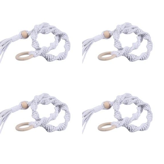 4Pcs Braided Rope Tassels Curtain Accessories Tiebacks with Wood Rings Easy Installation Window Drape Holdbacks Ties