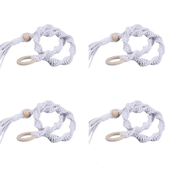 4Pcs Braided Rope Tassels Curtain Accessories Tiebacks with Wood Rings Easy Installation Window Drape Holdbacks Ties