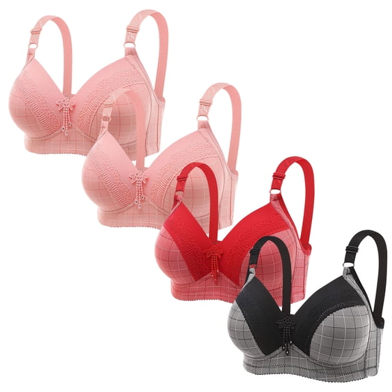 4Pcs Bras for Women Full Coverage Comfortable Push Up Daily Underwear Sexy Soft Adjustable Strap Everyday Bralettes