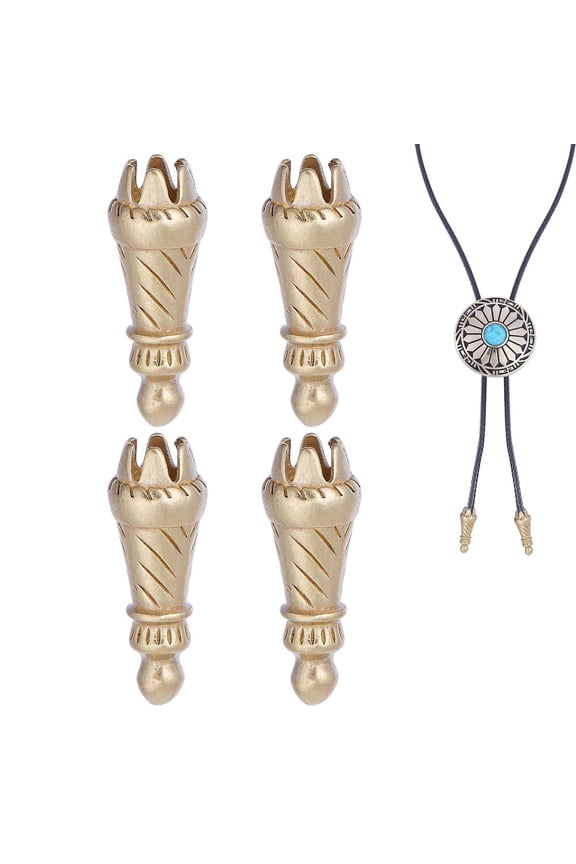 4Pcs Brass Cord Ends Cone Cord Rope Lock Hoodie Drawstring Replacement Golden 25x9mm Hole: 5mm