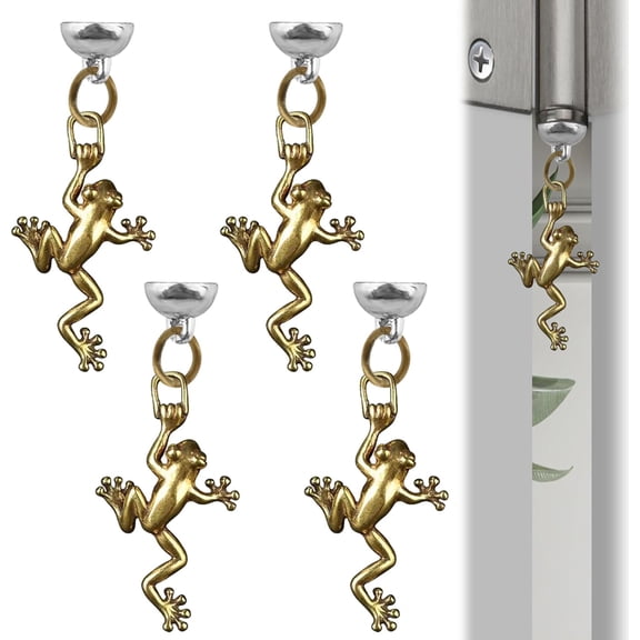 4Pcs Brass Frog Magnetic Hinge Head Toppers, Magnetic Hinge Dropper Hanging Frog, Statue Door Hinge Heads Decorative