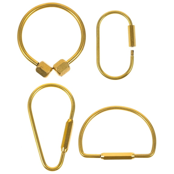 YEAHIBABY 4Pcs Flat Brass Key Rings Convenient Secure Rings for Key Holding