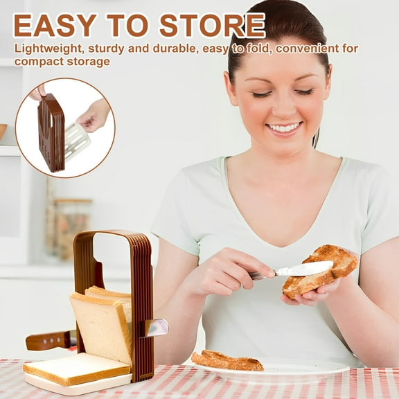 4Pcs Bread Slicer 4 Adjustable Thicknesses Bread Slicing Guide Foldable Bread Slicer Guide Temperature Resistant Toast Bread Slicer Lightweight Bread Cutting Guide for Bread Loaf