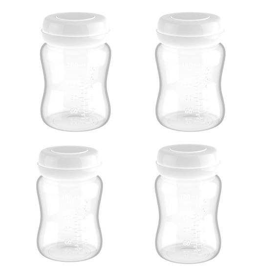 4Pcs Breastmilk Bottles with Leak Proof Lids,6oz Reusable Wide Neck Bottles for Breast Milk Collection & Storage Replace Bottles