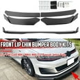 thumbnail image 1 of 4Pcs Bumper Lip Splitter Body Kit, Front Spoiler Black Glossy Front Bumper Lip Splitter Body Kit, For Most Small Cars, 1 of 8