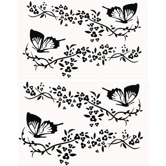 4Pcs Butterfly Car Decal Set Butterflies Kissing Flowers Car Decal Vinyl Waterproof Sticker Women Car Stickers Automotive Exterior Decor