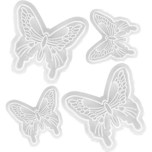 4Pcs Butterfly Fondant Mold Tiny Silicone Wings Fondant Cutter Butterfly Fondant Mold for Wedding Cake Decoration Sugarcraft Candy Fondant Grass Cutter for Gum Paste