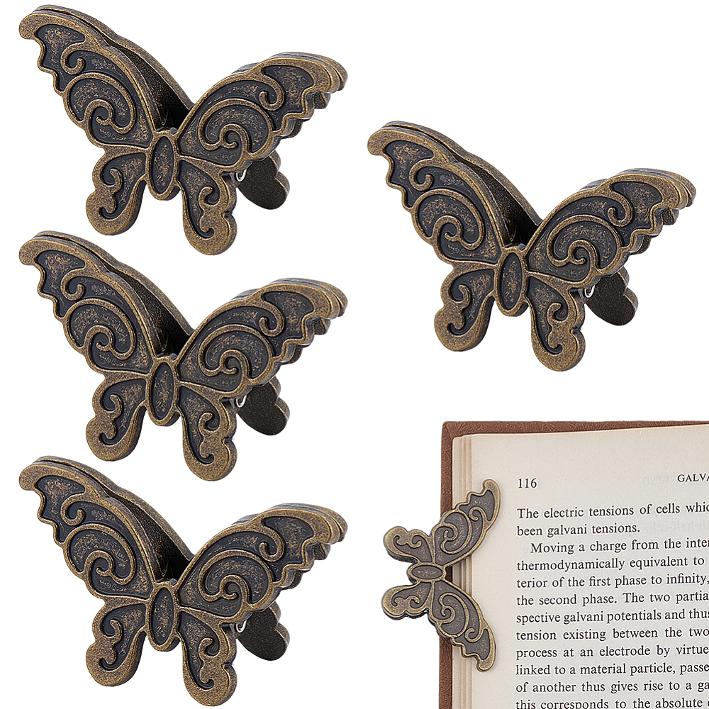 4Pcs Butterfly Metal Book Clip Vintage Binder Clips Bronze Retro Insect ...