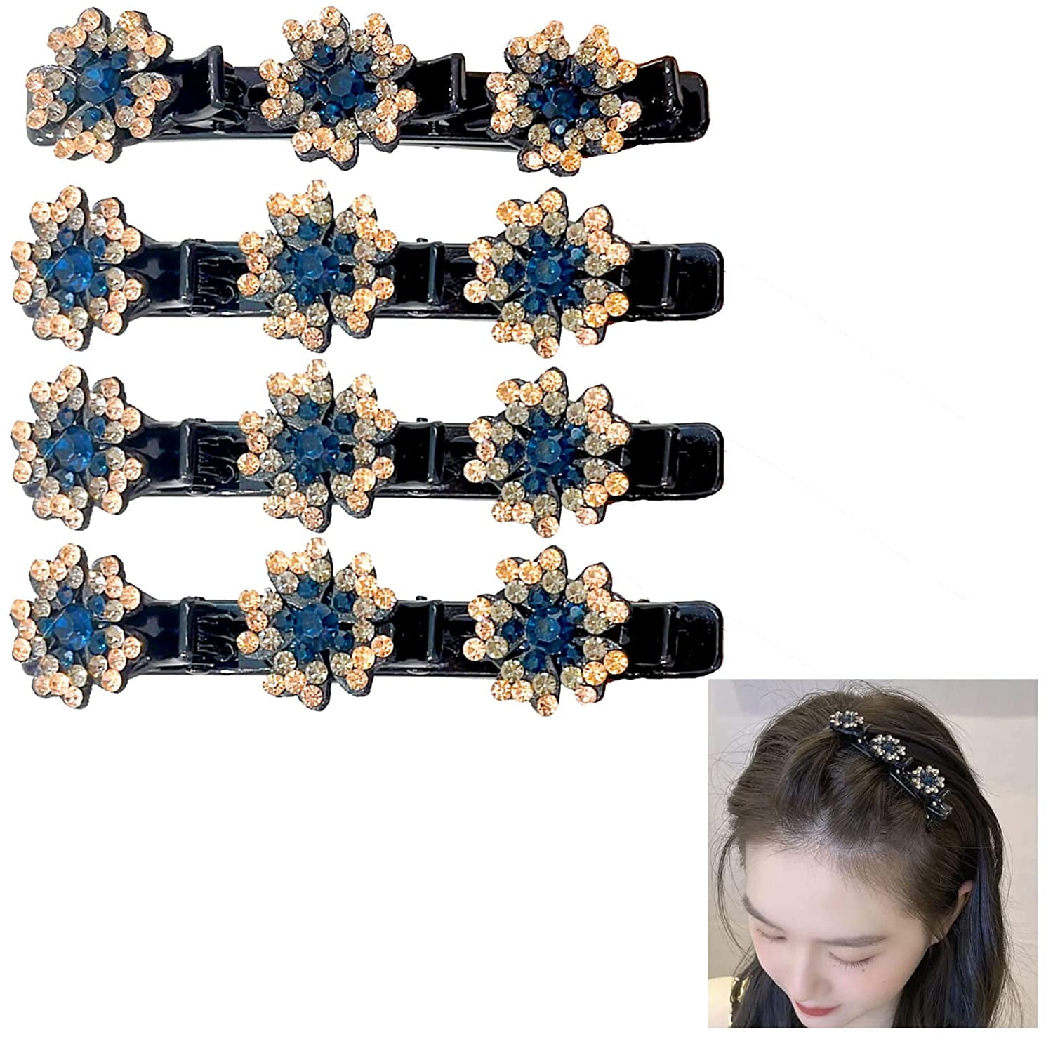 4Pcs Butterfly Side Hair Clip Double Layer Hair Clip Plastic Hair Bands Braided Hair Clips for
