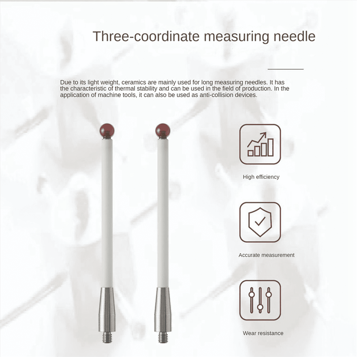 4Pcs CMM Probe Stylus 6mm Ball Tip CMM Contact Probes Ceramic Shafts ...