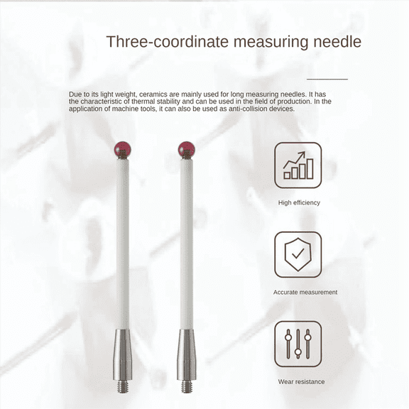4Pcs CMM Probe Stylus 6mm Ball Tip CMM Contact Probes Ceramic Shafts Probe Testing Accessories for Renishaw A-5000-3709
