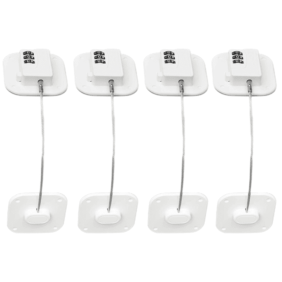 4Pcs Cabinet Locks with Combination,Drawer Lock,Proof Refrigerator Lock,White Safety Locks for Cabinets