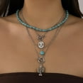 thumbnail image 1 of 4Pcs Cactus Hat Alloy Turquoise Pendant Multi layered Necklaces Platinum 14.96 inch(38cm) Platinum, 1 of 1