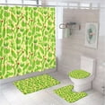 4Pcs Cactus Shower Curtain Set with Rug Toilet Lid Cover Bath Mat Tropical Plant Floral