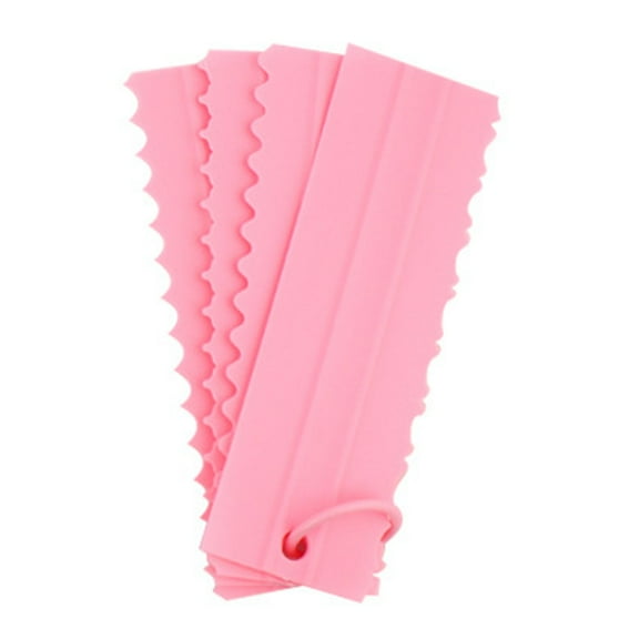 4Pcs Cake Scraper Set Plastic Cake Lace Cream Icing Smoother Cake Comb Tool for Baking DIY Tools Pink