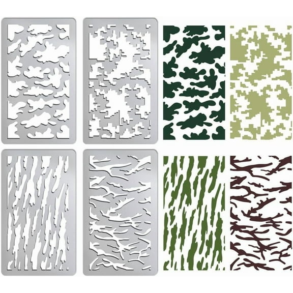 4Pcs Camo Stencils for Craft Wood Burning Camouflage Metal Stencil Digital Camo Paint Templates for Spray Reusable Templates for Painting on Wood Fabric Wall Paper Decor Making DIY